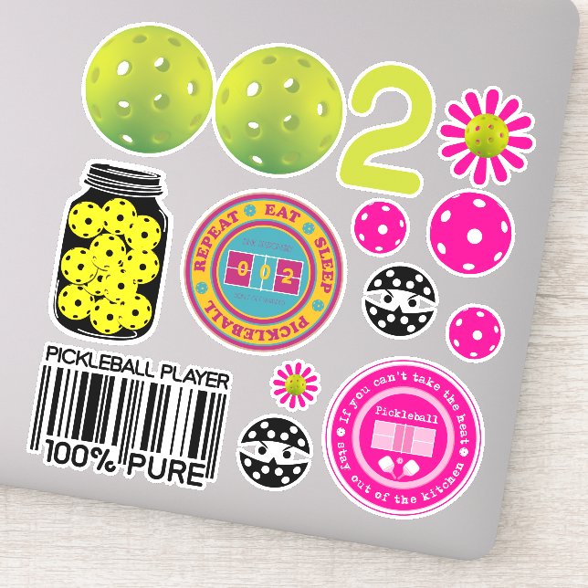 Sticker Jolie feuille d'autocollant de pickleball 002, gra (Détail)