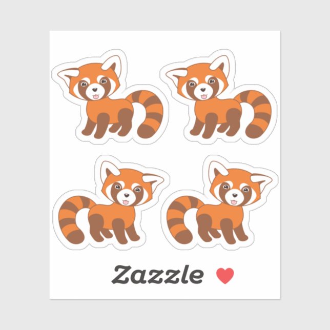 Sticker Jolie langue rouge panda, ensemble 4 (Feuille)