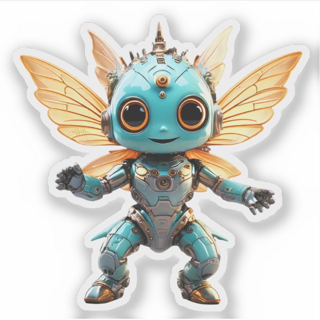 Sticker Jolie Pixie Robot Danseuse Turquoise (Devant)
