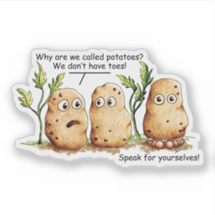 Sticker Jolie pomme de terre orteils amusant pomme de terr
