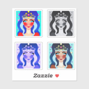 Sticker Jolie Princesse avec Couronne 4 Édition d'image AI