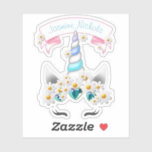 Sticker Jolie princesse Unicorn Couronne avec bijoux en ja