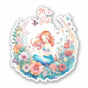 Sticker Jolie sirène Baby shower de fille C'est une fille