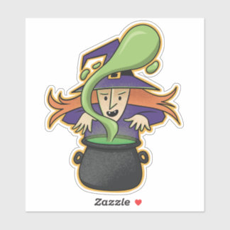 Sticker Jolie sorcière d'Halloween