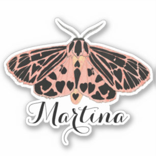 Sticker Jolie teigne rose avec nom