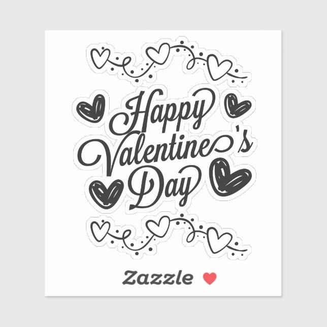 Sticker Jolie typographie Heureuse Sainte-Valentin (Feuille)
