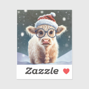Sticker Jolie vache Highland dans la neige