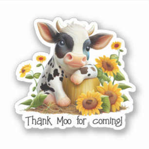 Sticker Jolie vache Merci Moo Sunflower Garden Coupe perso