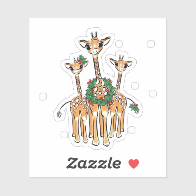 Sticker Jolies Giraffes de Noël (Feuille)