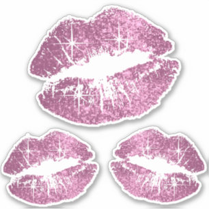 Sticker Jolies lèvres de Parties scintillant rose - Kiss-