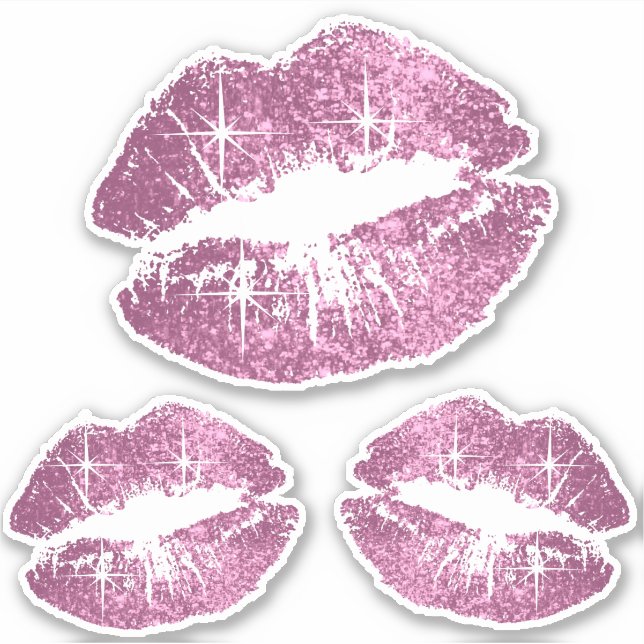 Sticker Jolies lèvres de Parties scintillant rose - Kiss-C (Devant)
