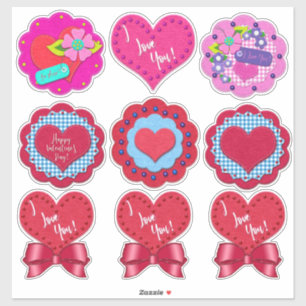 Sticker Jolis Ronds de la Saint-Valentin avec Aspect Feutr