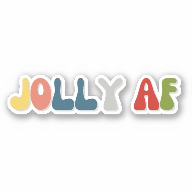 Sticker Jolly AF sarcastique rétro couleurs de police text (Devant)