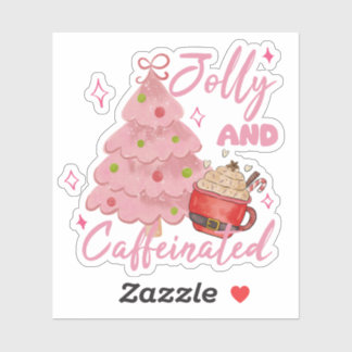 Sticker Jolly and Caffeinated Christmas Tree Coffee Design