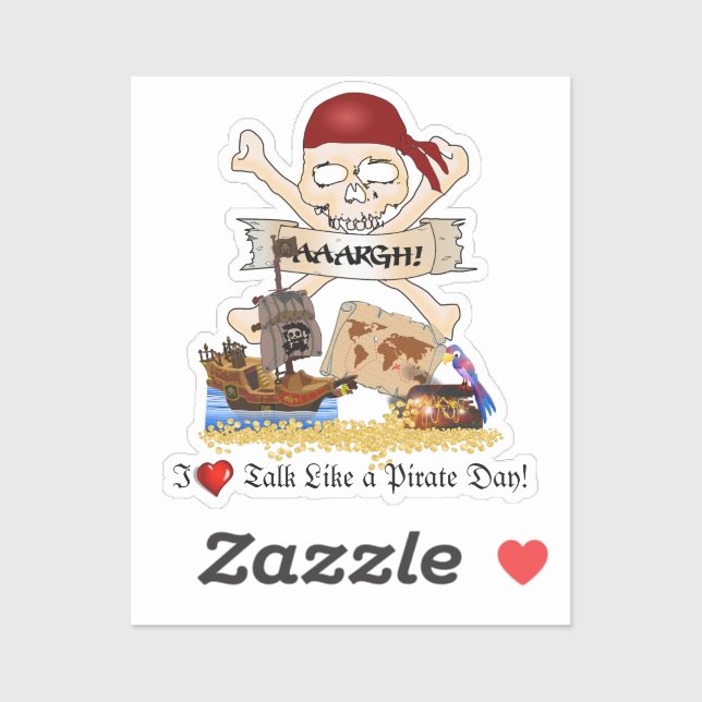 Sticker Jolly roger, Bateau pirate & Poitrine de pirate (Feuille)