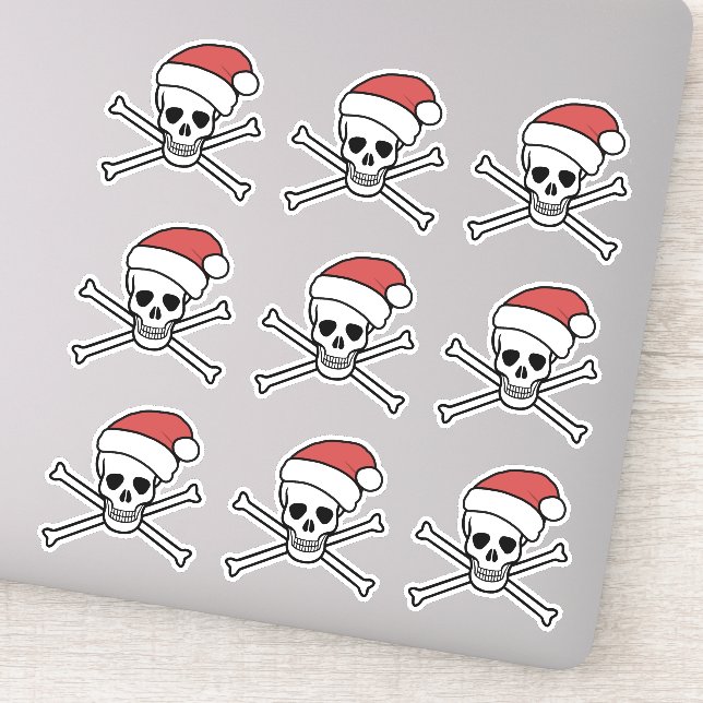 Sticker Jolly roger poison crâne et os pirate père Noël (Détail)