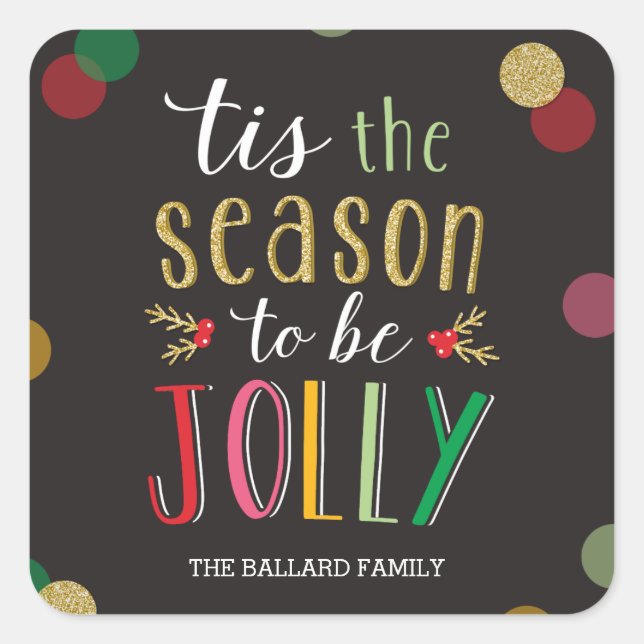 Sticker Jolly Season Holiday ou Sceau d'enveloppe (Devant)