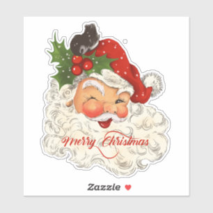 Sticker Jolly vintage Santa Claus Joyeux rétro de Noël