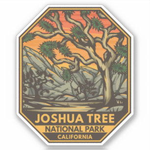 Sticker Joshua Tree National Park Sunset Retro Emblem