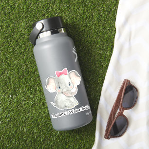 Sticker Jote Filles personnalisées Nom Eléphant Bouteille 