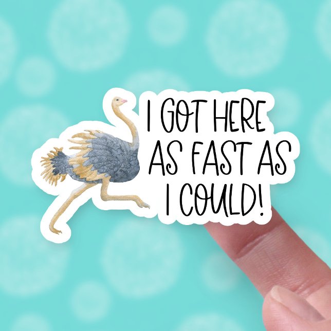 Sticker Jote Ostrich Est Arrivée Ici Aussi Vite Que Je Pou (Créateur téléchargé)