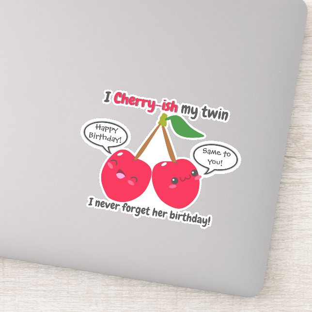 Sticker Jote Red Cherry Kawaii Twins Anniversaire (Détail)