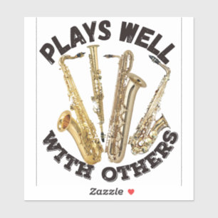 Sticker Joue bien avec les autres - Saxophone
