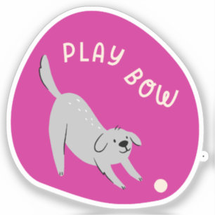 Sticker Jouer arc mignon chien illustré fuchsia