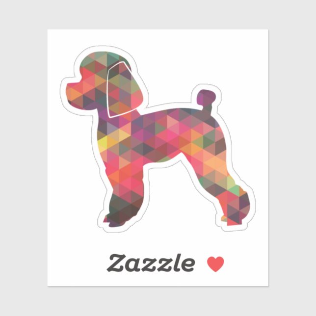 Sticker Jouet Poodle Chien Geo Silhouette Multi (Feuille)