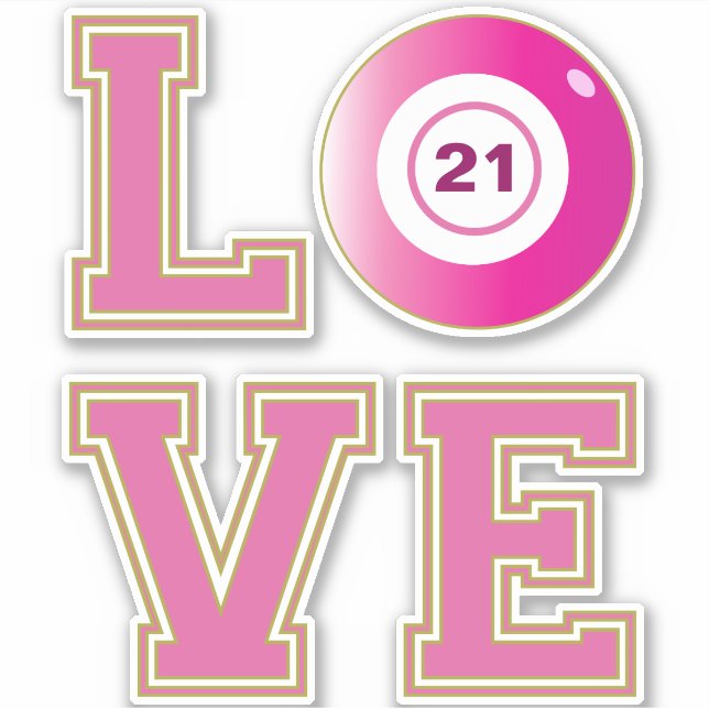 Sticker Joueur de Bingo Rose mignon Personnalisé (Devant)