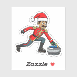 Sticker Joueur de curling Casse-Noisette Vacances Sports