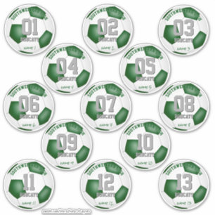 Sticker joueur de football féminin blanc vert ensemble de 