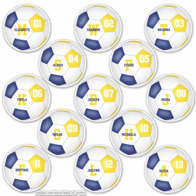 Sticker joueur de football individuel en or bleu (Devant)