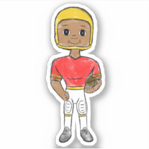 Sticker joueur de football rétro vintage rouge jaune simpl