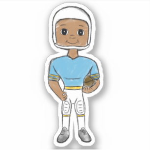 Sticker joueur de football vintage rétro bleu jaune simple