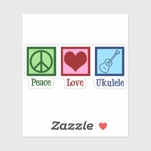 Sticker Joueur de Peace Love Ukulele (Feuille)