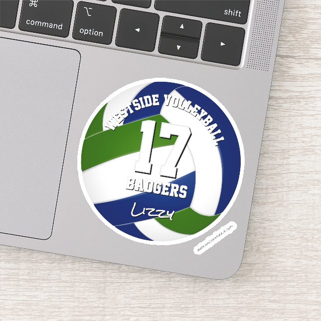Sticker joueur de volley-ball bleu vert (Détail)