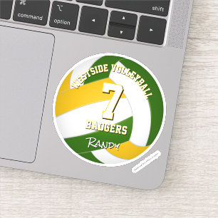 Sticker joueur de volley-ball couleur or vert