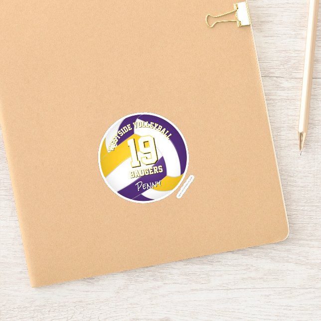 Sticker joueur de volley-ball couleur or violet (Carnet)