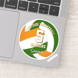 Sticker joueur de volley-ball couleur orange vert