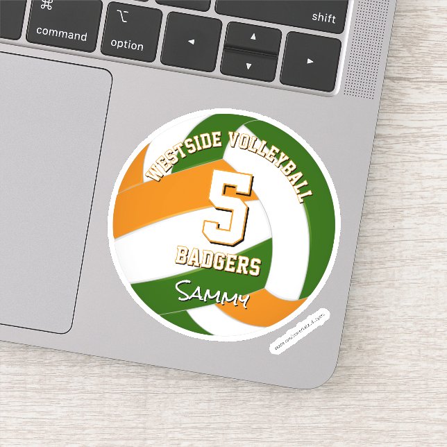 Sticker joueur de volley-ball couleur orange vert (Détail)