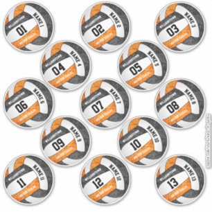 Sticker joueur de volley-ball noir girly jeu de 13