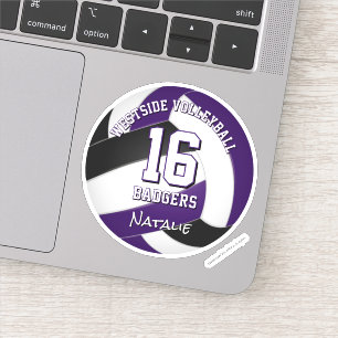 Sticker joueur de volley-ball violet noir