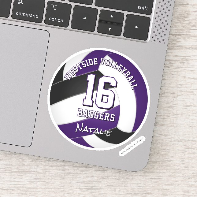 Sticker joueur de volley-ball violet noir (Détail)