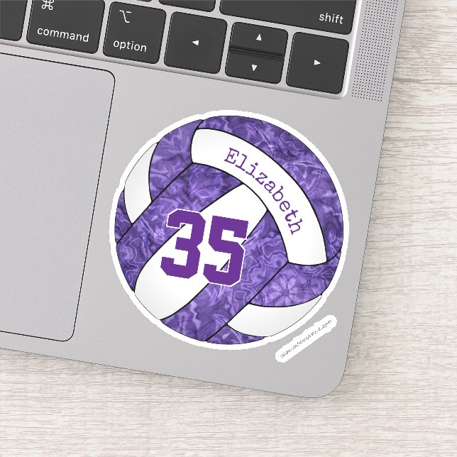 Sticker joueur de volley-ball violette nom numéro de maill (Détail)
