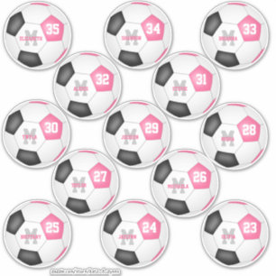 Sticker joueurs de football individuels roses mignons