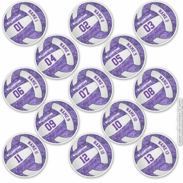 Sticker joueurs de volley-ball blanc violet girly noms per (Devant)