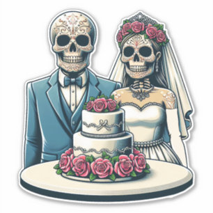 Sticker jour de mort Art Skeleton Bride et Mariage de cham