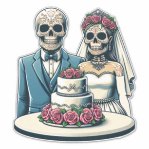 Sticker jour de mort Art Skeleton Bride et Mariage de cham