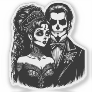 Sticker jour de mort Art Skeleton goth Mariée et la chambr